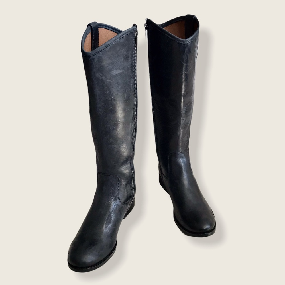 Frye Melissa Button Black Leather Knee High Boot - Picture 10 of 16